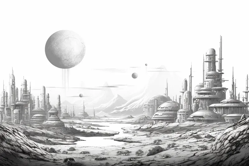futuristic city on an exoplanet