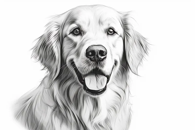 sketch of a golden retriever