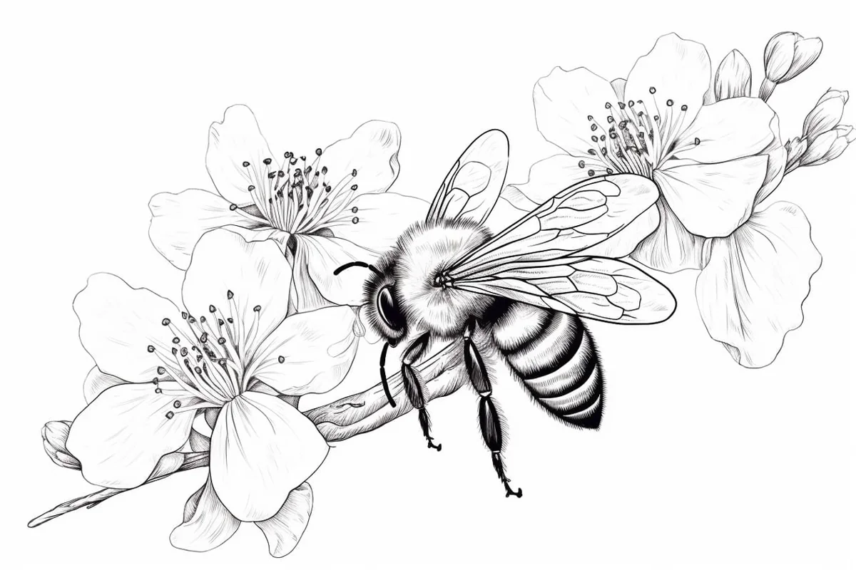 How to Draw a Bee on a Flower