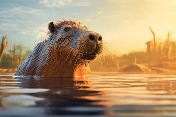 Capybara sketch in nature