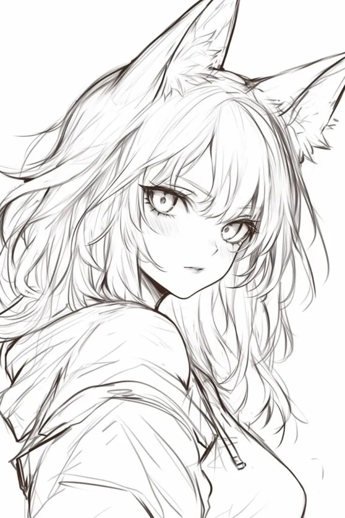 Anime girl in action pose