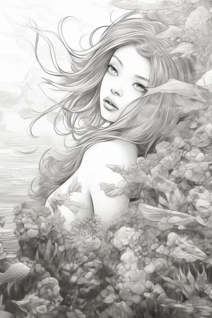 Anime girl mermaid style