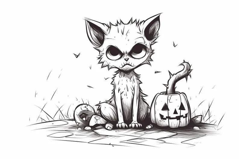 How to Draw a Halloween Cat