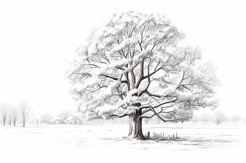 How to Draw a Snowy Tree