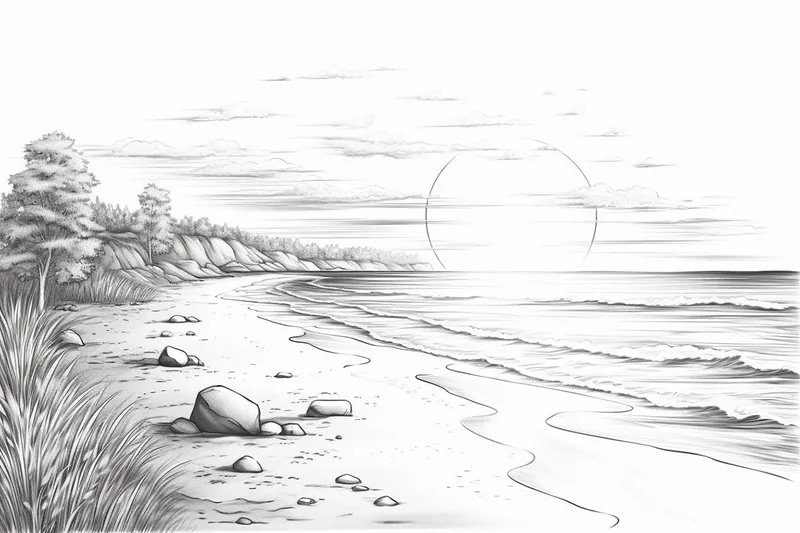 How to Draw a Sunset on a Beach
