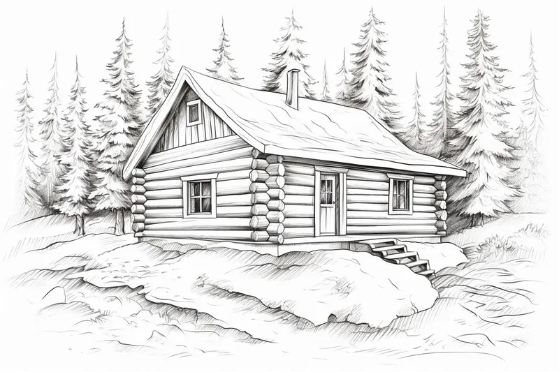 How to Draw a Winter Cabin
