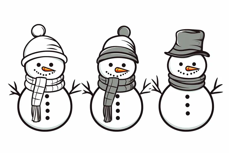 drawing of three snowmen