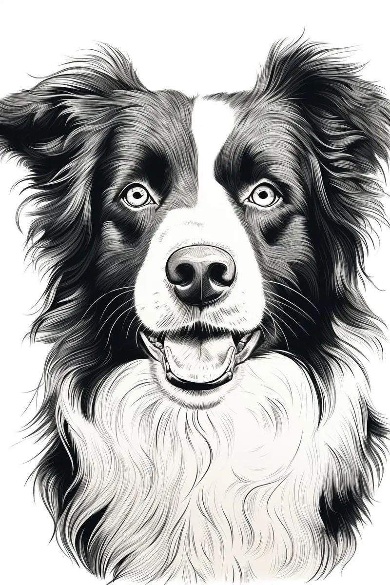 close up drawing of a border collie