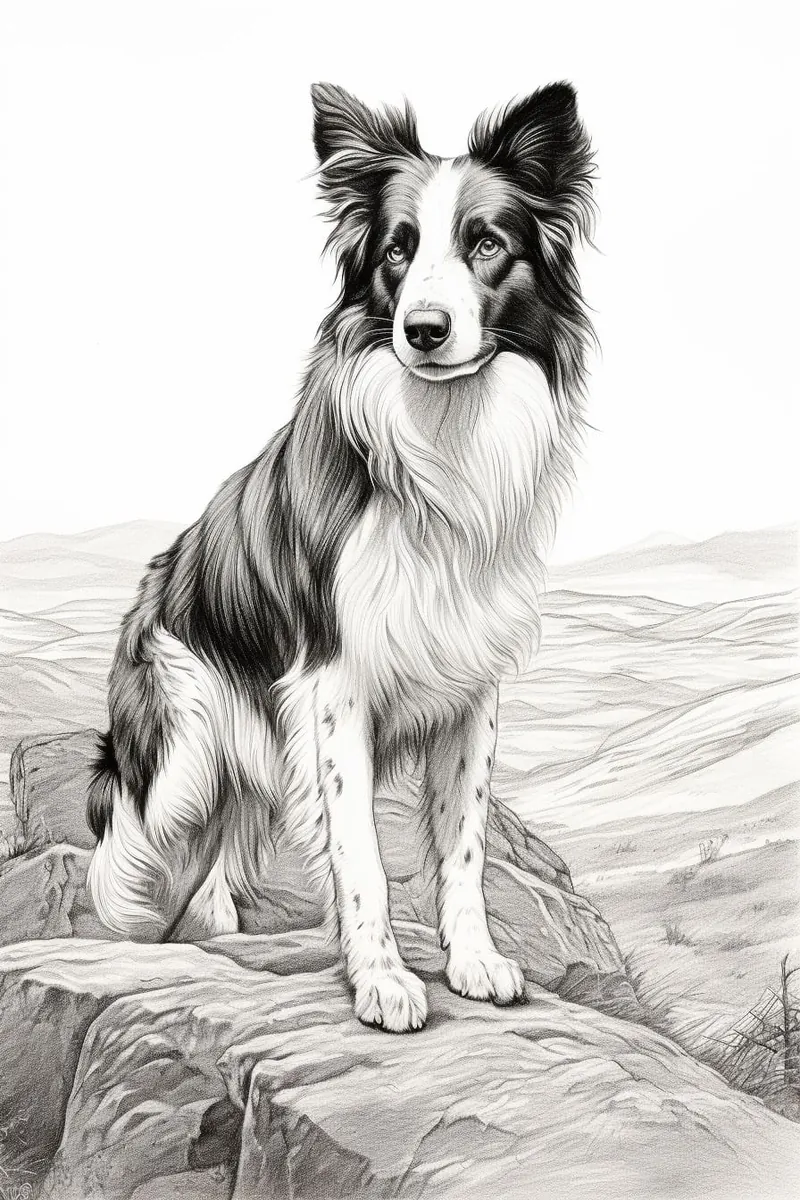 border collie on a rocky outcropping