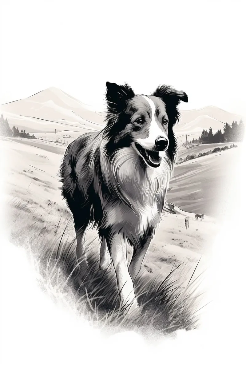 border collie drawing