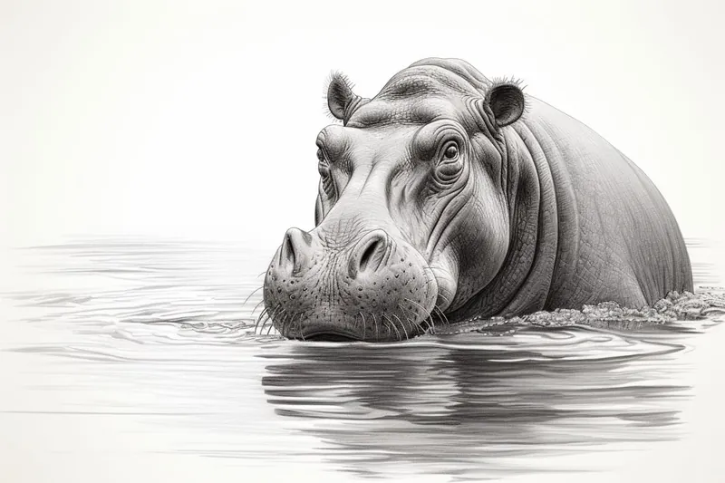 drawing of a hippopotamus