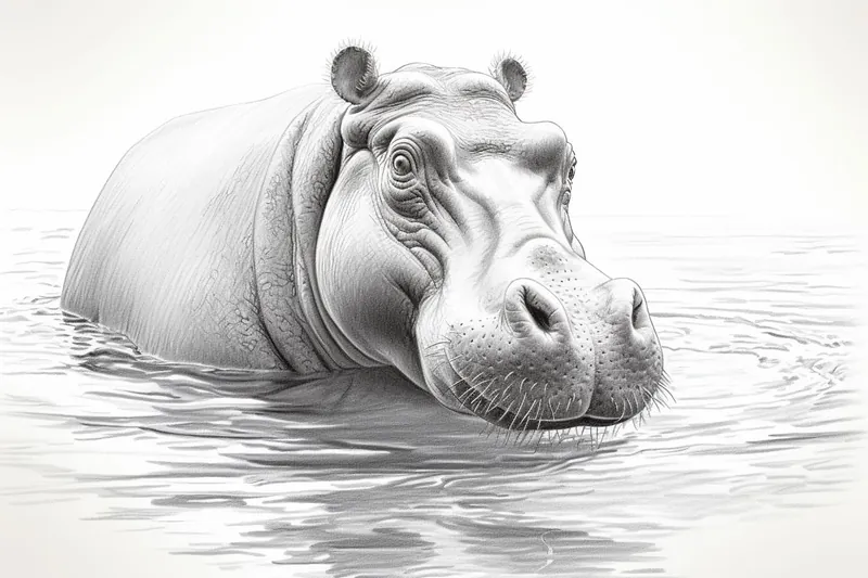 hippo drawing