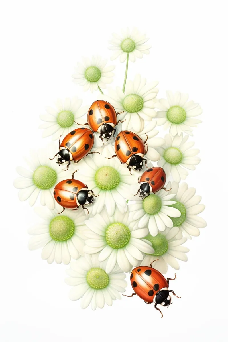 group of ladybugs on flowers