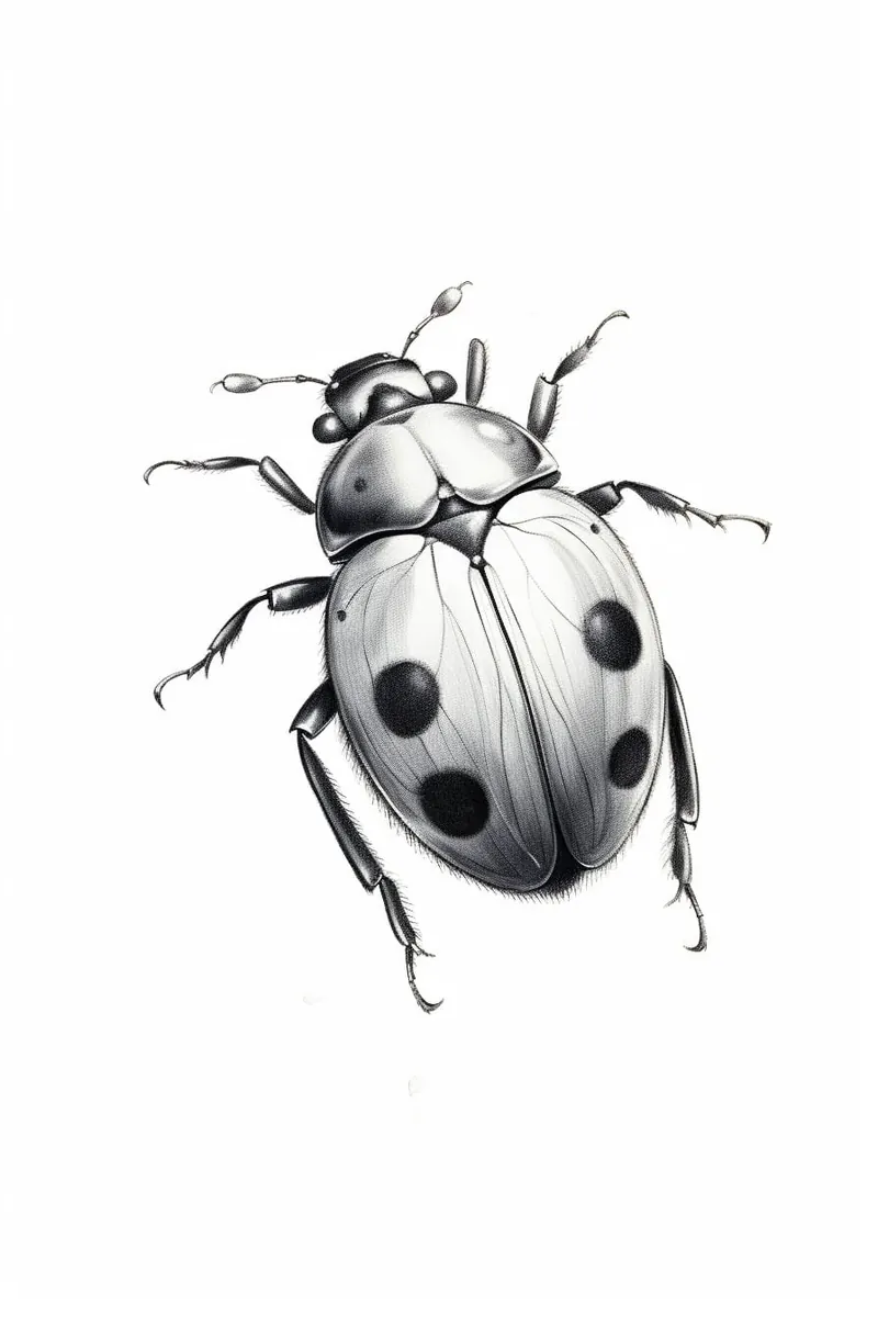 sketch of a ladybug in black and white