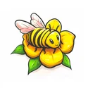 How to Draw a Bee on a Flower logo