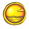 logo of a sunset on a beach