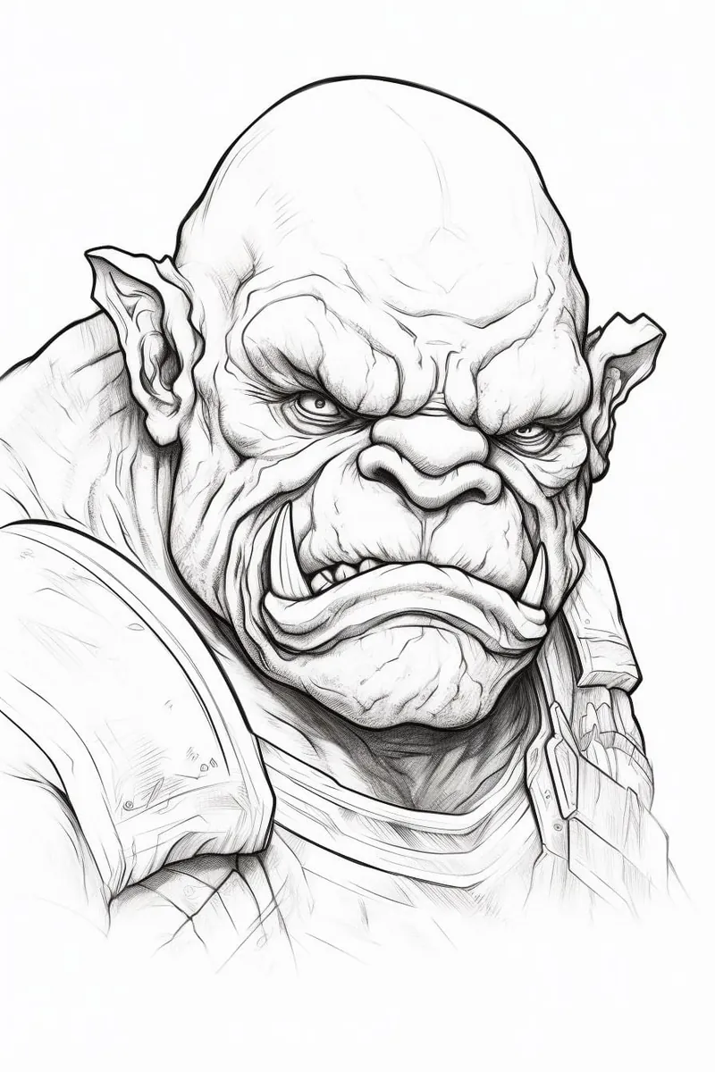 sketch of an ogre with a mean look