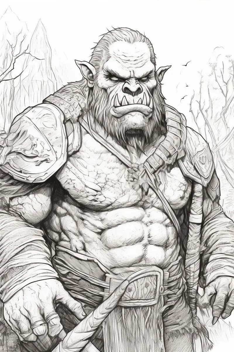 drawing of a warrior ogre