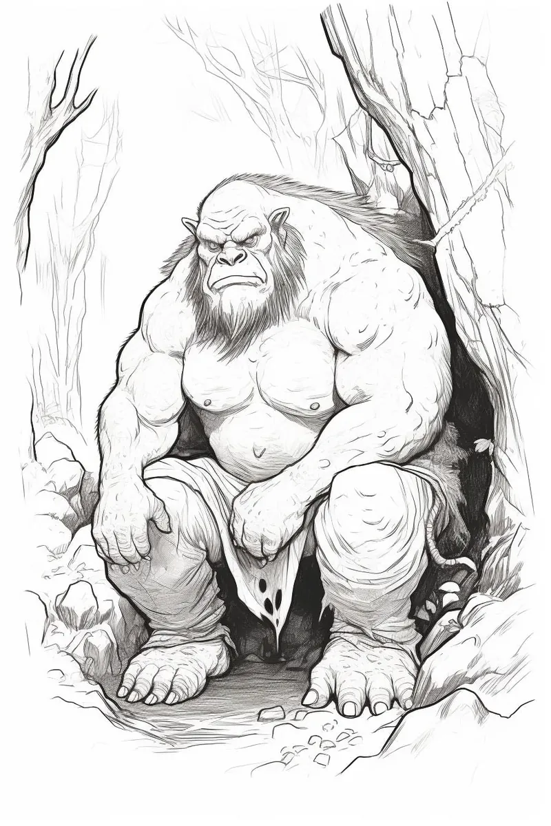 ogre sitting outside his cave