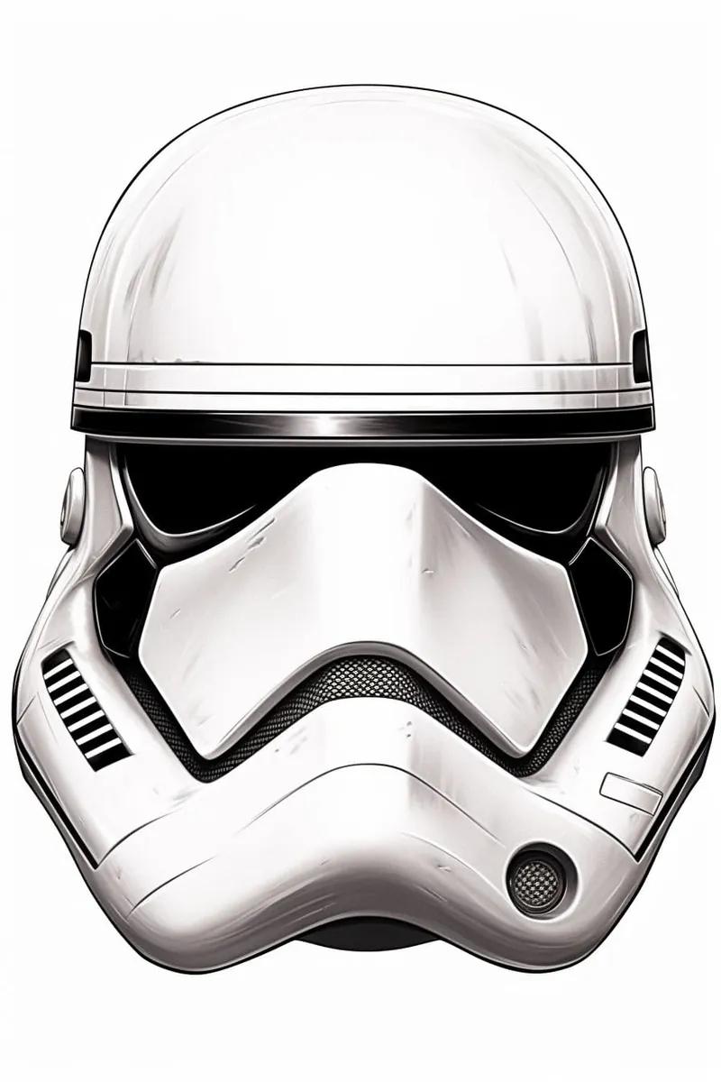 close up drawing of a stormtrooper helmet