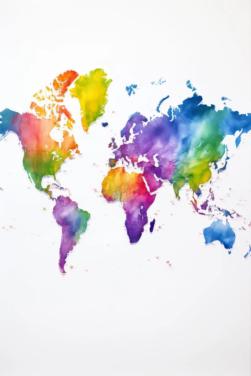 colorful world map sketch