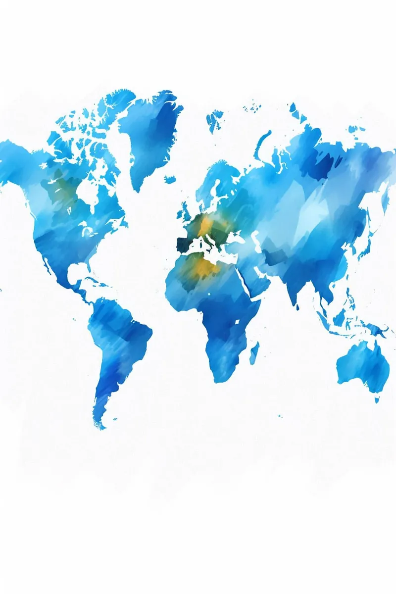 world map in blue
