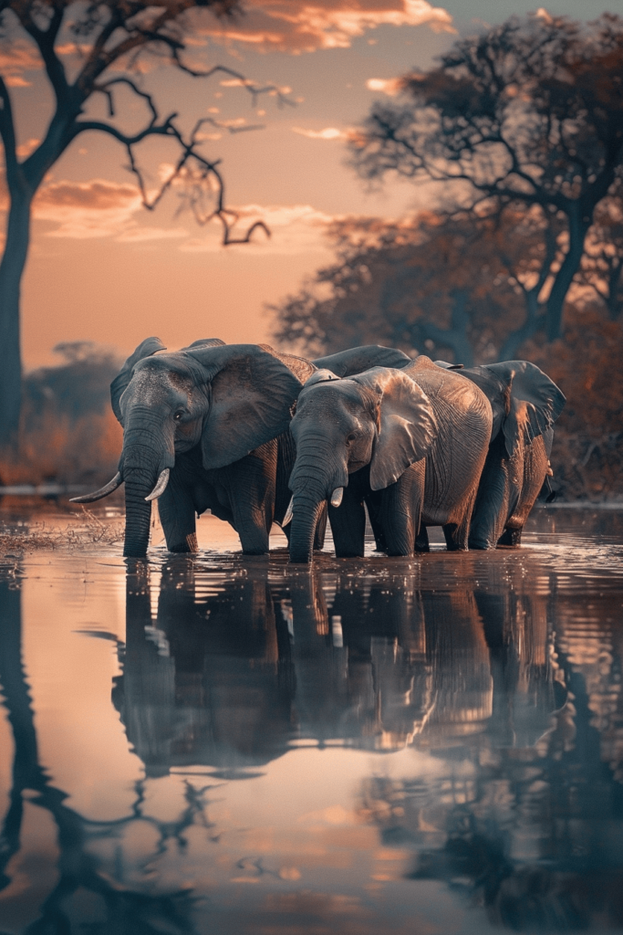 elephants walking in the water