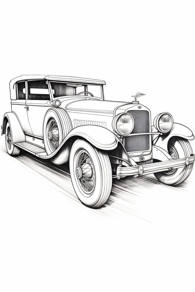 antique car drawing