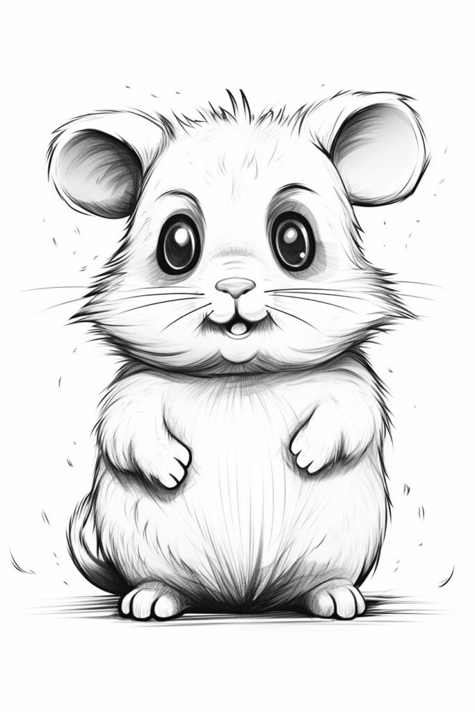 sketch of a cute hamster