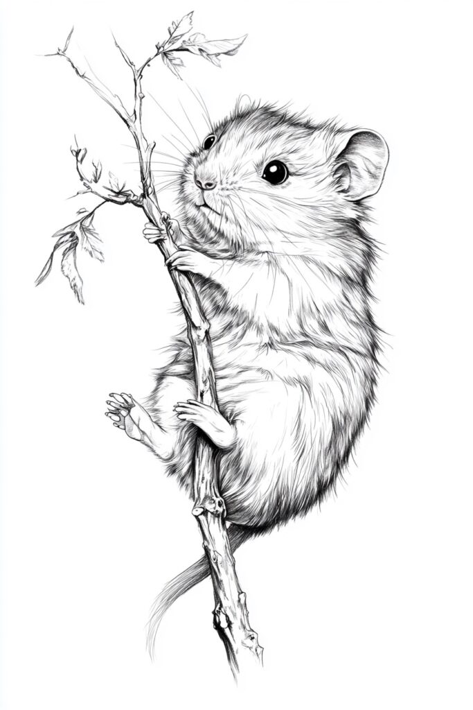 Hamster climbing a branch