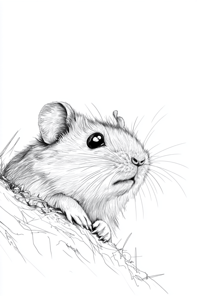 sketch of a hamster exploring