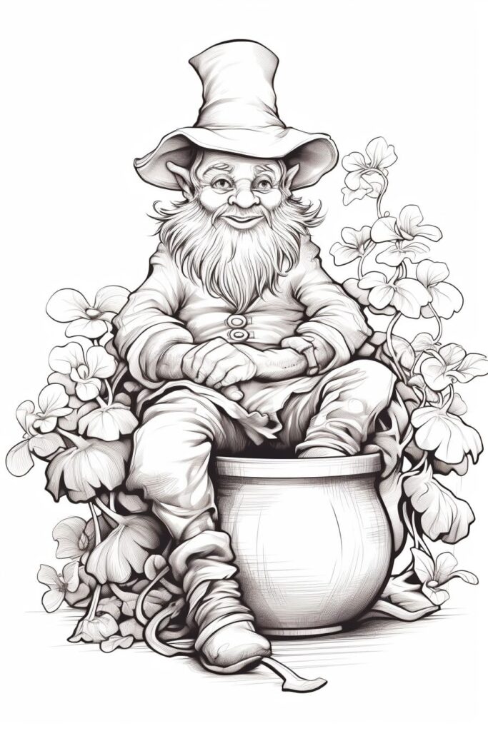 leprechaun sitting in his pot of gold