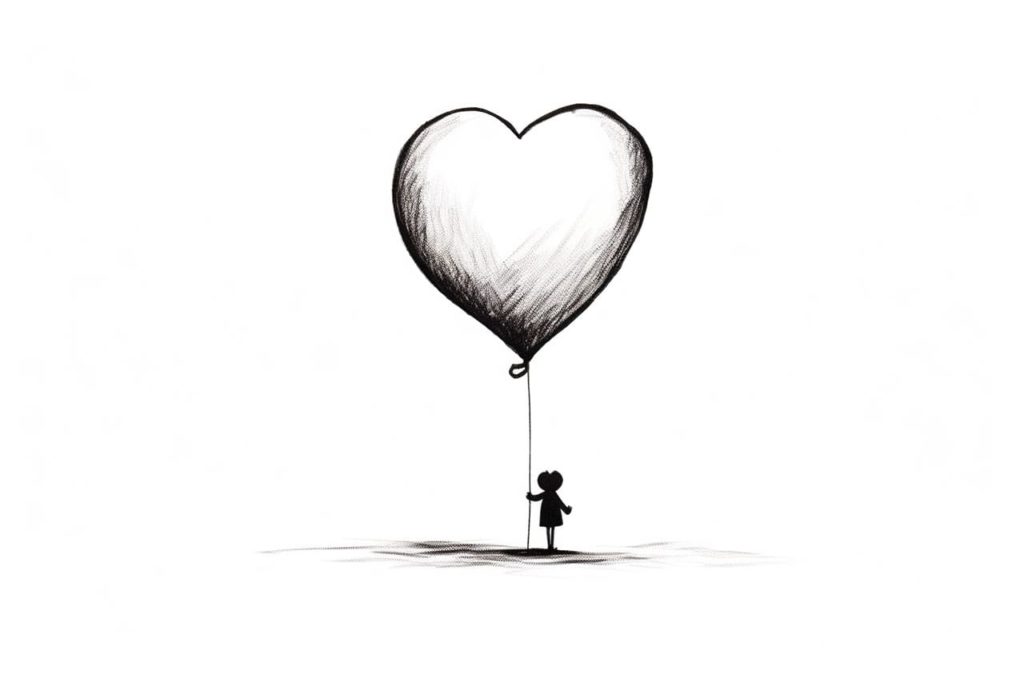 holding a heart shaped balloon
