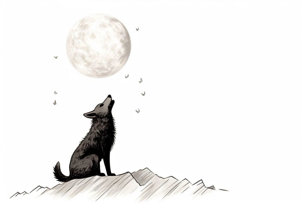 coyote howling at the moon
