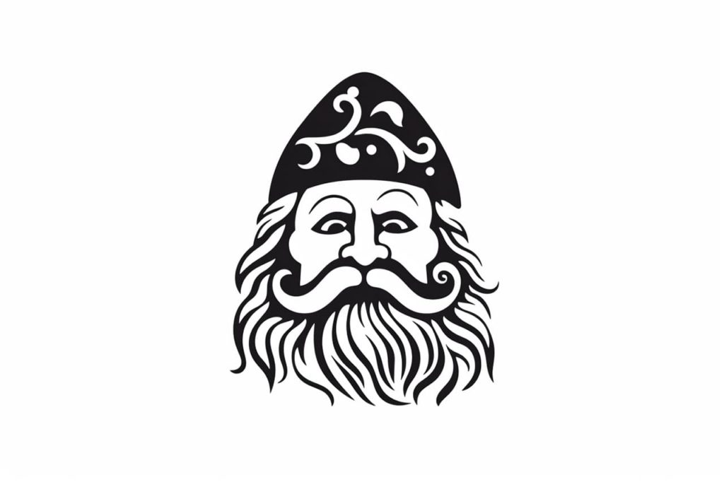 black and white line drawing of a gnome