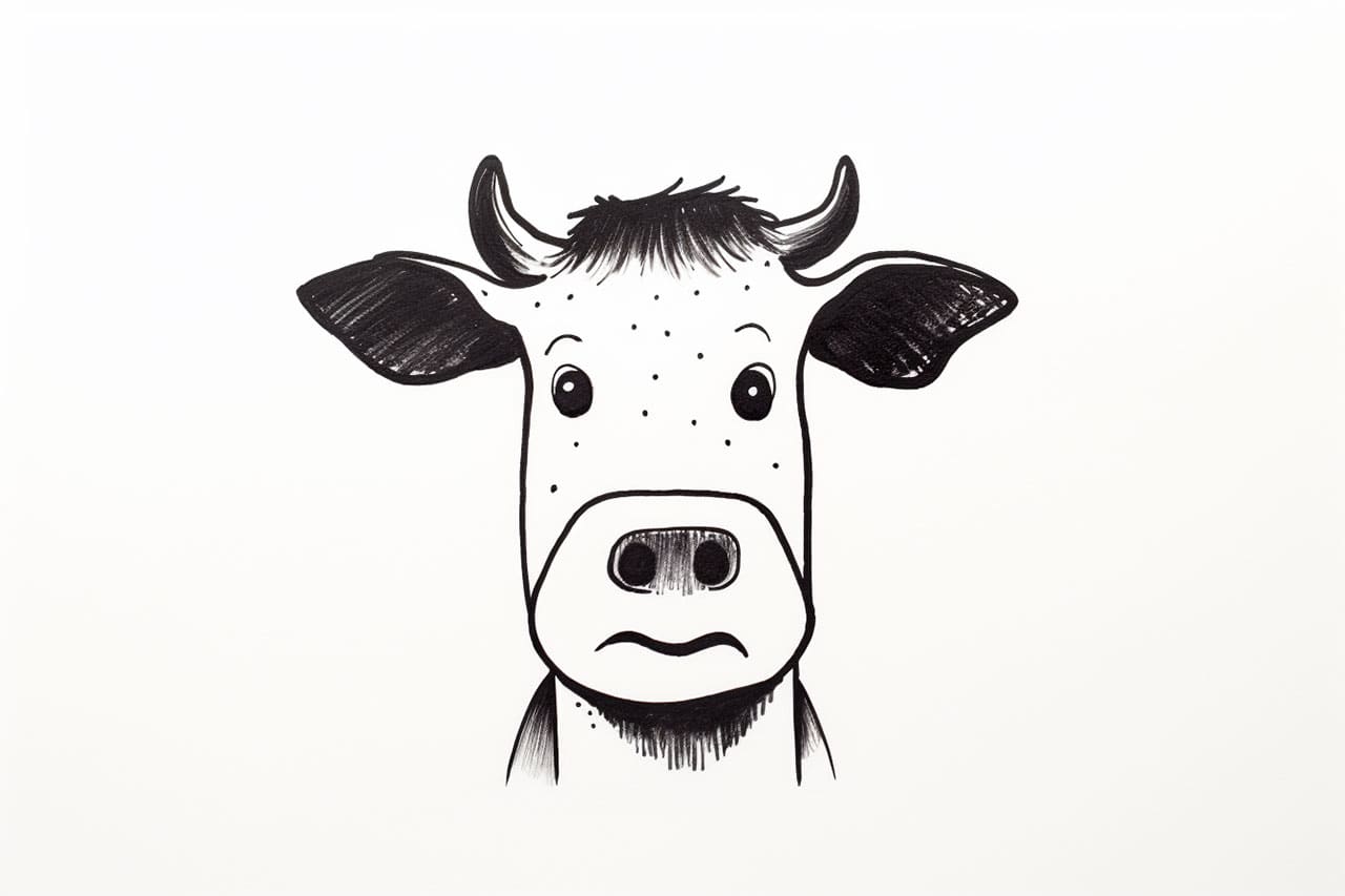 How to draw a cow face