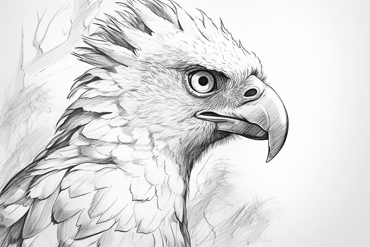 How to draw a Harpy Eagle