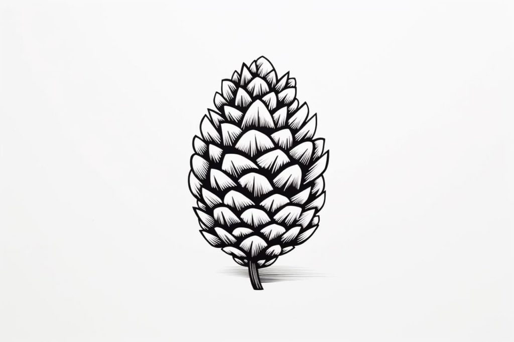 drawing of a pine cone