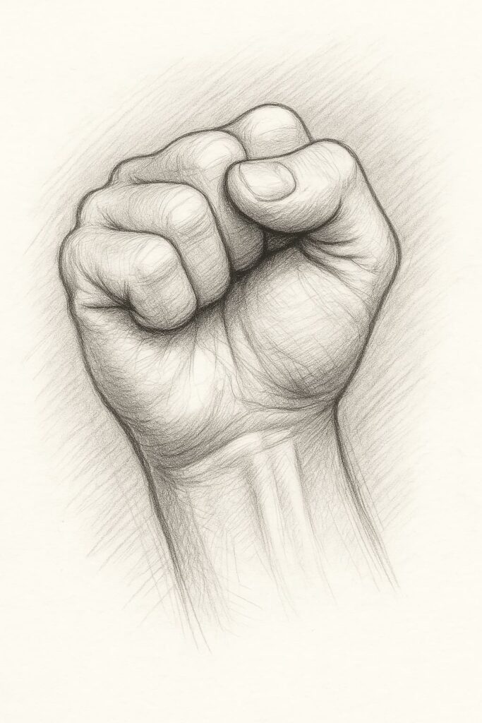 sketch of a fist