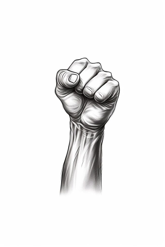black and white fist