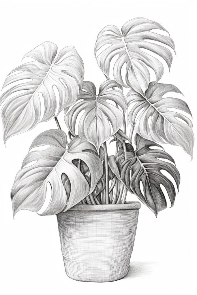 Monstera plant drawing