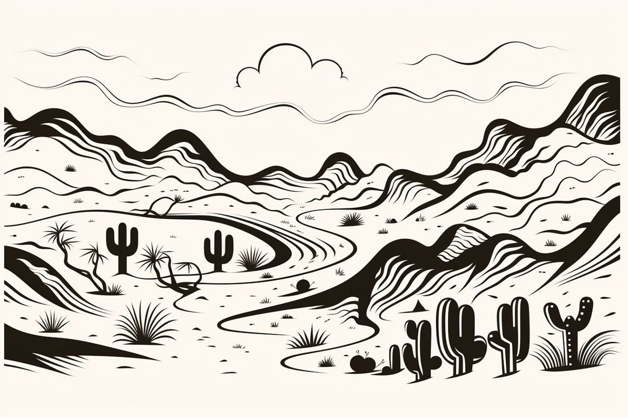 how to draw the desert