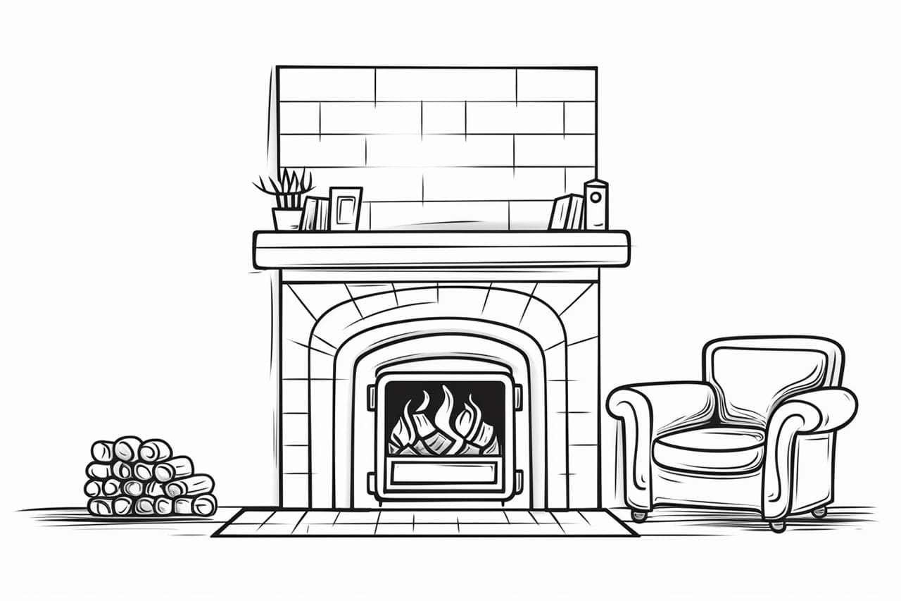 how to draw a fireplace