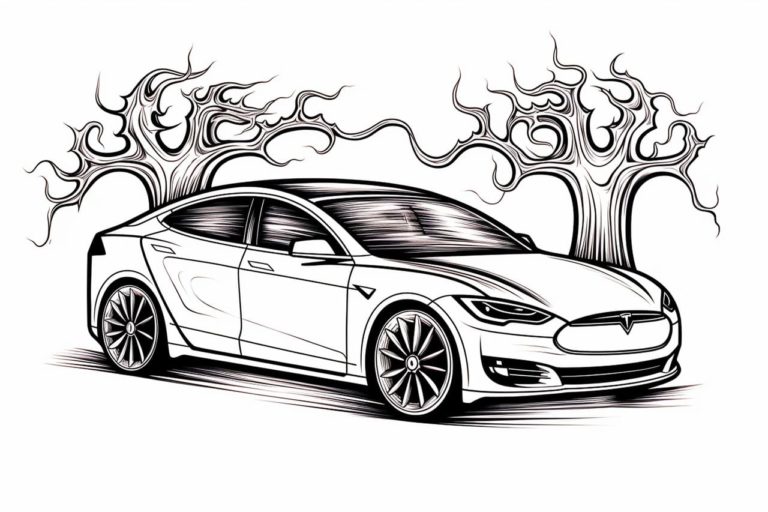 how to draw a Tesla