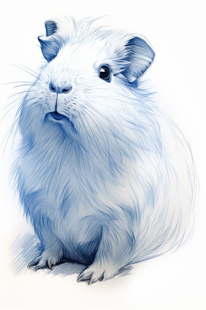 blue line sketch of a guinea pig