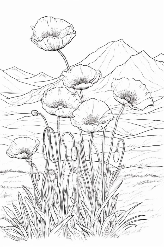 poppy flowers in the mountains