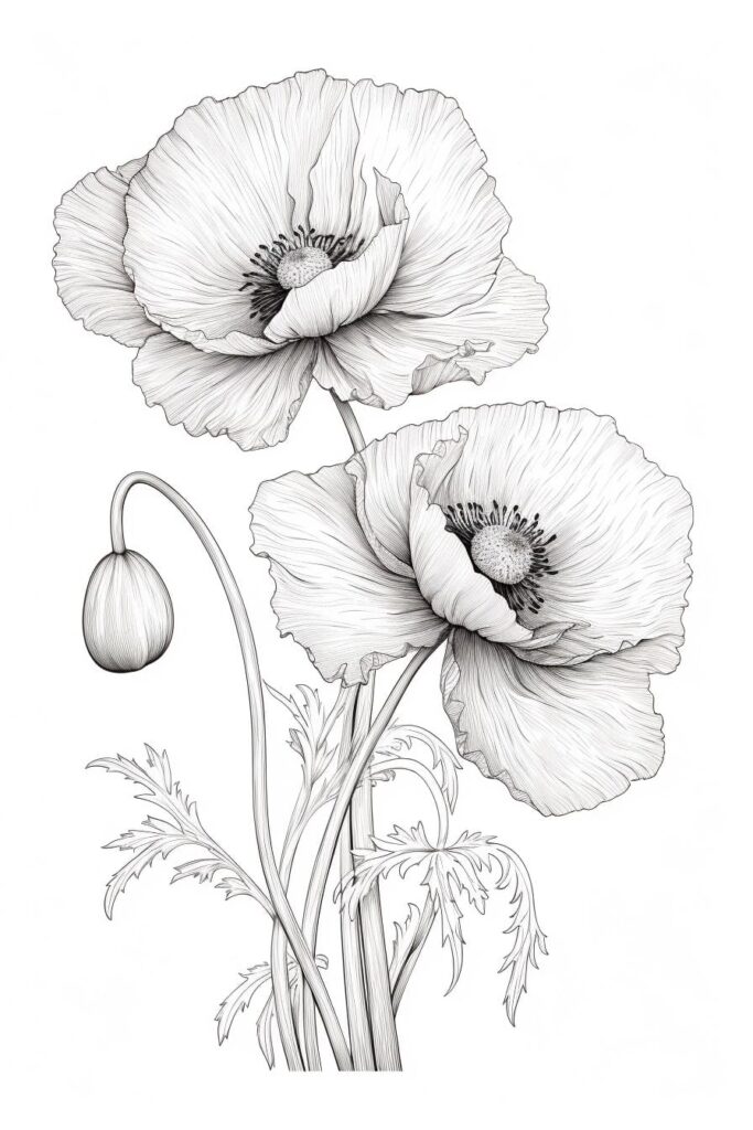 drawing of a poppy flower