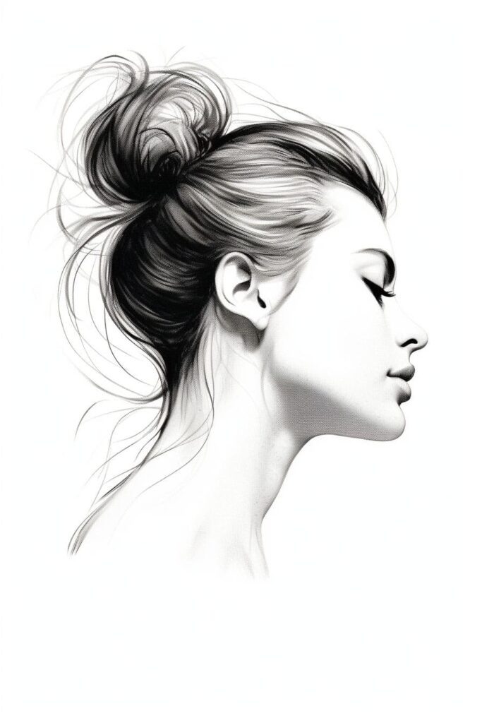 woman drawn in side profile