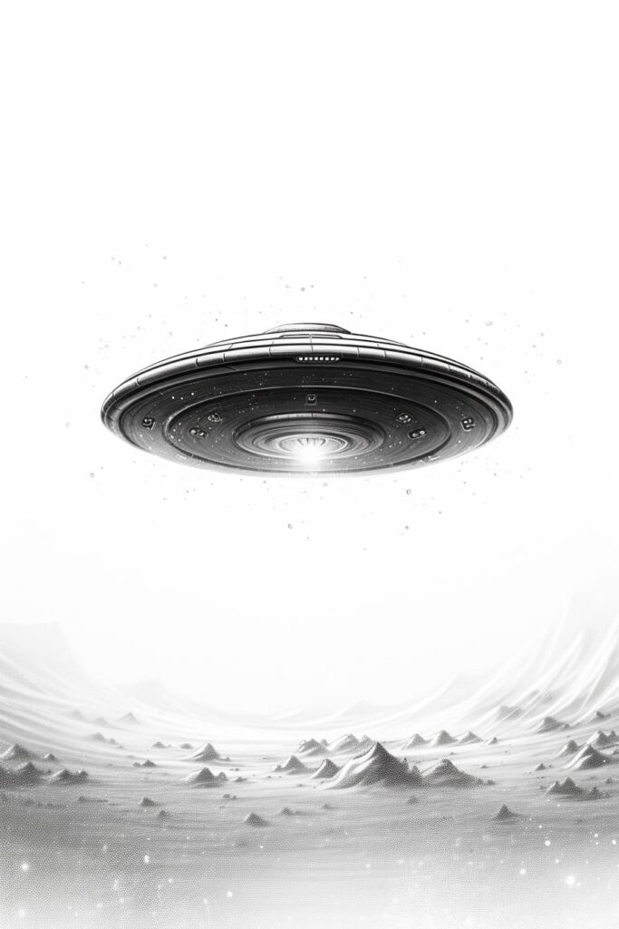 UFO over an alien planet