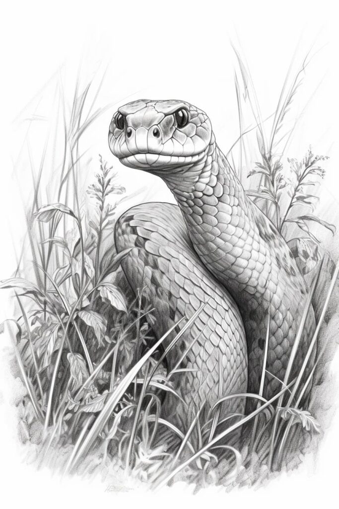 sketch of a snake in the grass